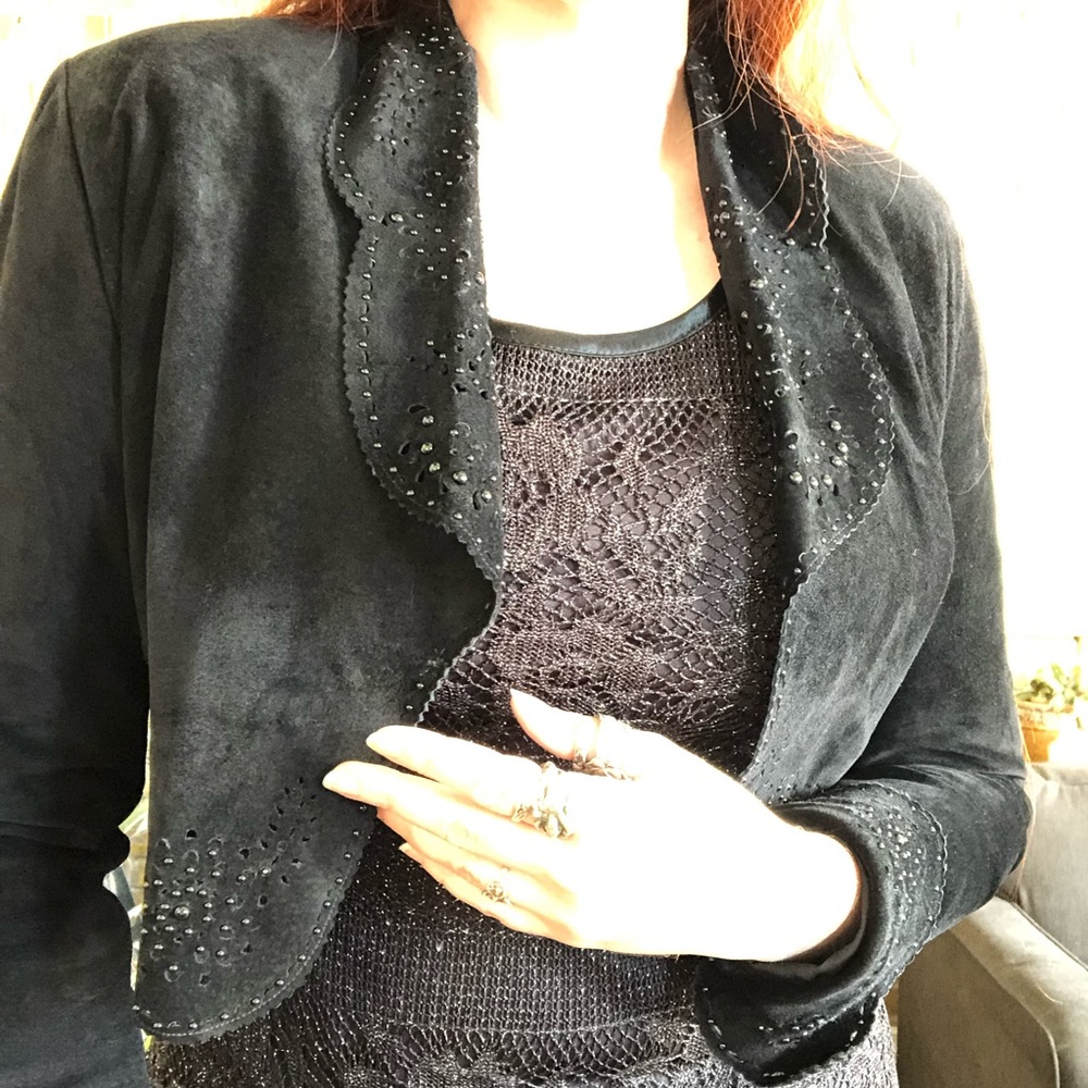 Vintage Rodeo Queen bolero black suede jacket by artist Jan Faulkner - Picture 2 of 10